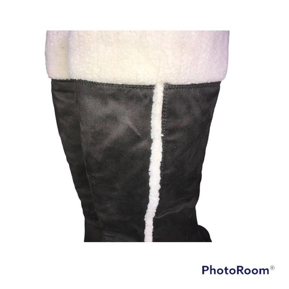 GAP Charcoal Faux Suede And Fur Wedge Boots Women’s Size 9 - Picture 10 of 14